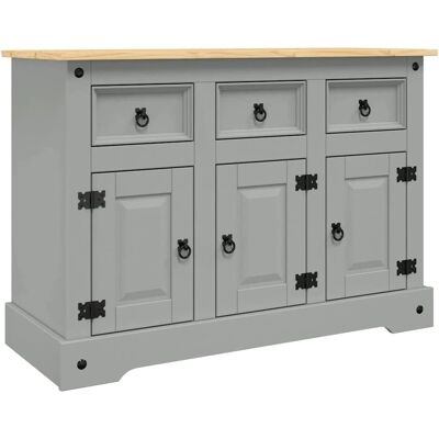 vidaXL Sideboard - Solid Pine Wood Storage Cabinet - Grey - Sideboard vidaXL Sideboard - Solid Pine Wood Storage Cabinet - Grey - Sideboard