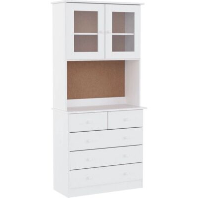 vidaXL Weiße Massivholz Kiefer Highboard - Wohnzimmer Schrank vidaXL Weiße Massivholz Kiefer Highboard - Wohnzimmer Schrank