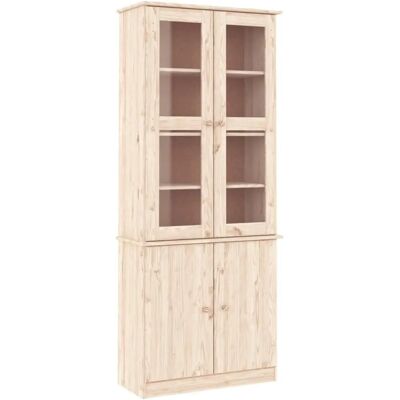 vidaXL Massives Kiefernholz Vitrine - Rustik Charm - Vitrine vidaXL Massives Kiefernholz Vitrine - Rustik Charm - Vitrine