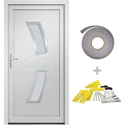 vidaXL Eingangstür Weiß 108x200 cm PVC - Haustür vidaXL Eingangstür Weiß 108x200 cm PVC - Haustür