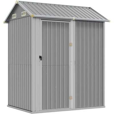 Cobertizo de jardín gris claro vidaXL 192x152,5x237cm Acero galvanizado - Cobertizo de jardín Cobertizo de jardín gris claro vidaXL 192x152,5x237cm Acero galvanizado - Cobertizo de jardín