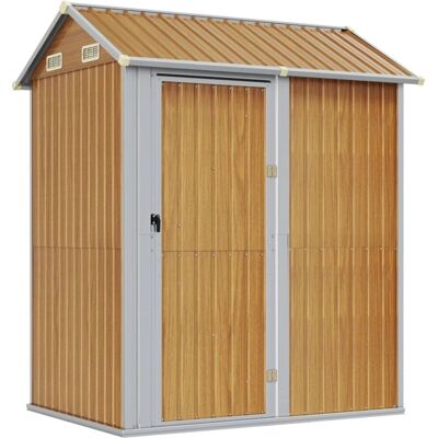 vidaXL Light Brown Garden Shed 192x152.5x237 cm Galvanised Steel - Garden Shed vidaXL Light Brown Garden Shed 192x152.5x237 cm Galvanised Steel - Garden Shed