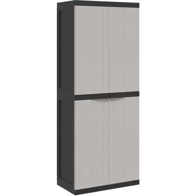 vidaXL Armoire de rangement extérieur gris et noir 65x37x165 cm - Armoire de jardin - Publicité vidaXL Armoire de rangement extérieur gris et noir 65x37x165 cm - Armoire de jardin - Publicité