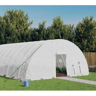vidaXL Gewächshaus 18 x 6 x 2,85 m Weiß Stahlrahmen vidaXL Gewächshaus 18 x 6 x 2,85 m Weiß Stahlrahmen