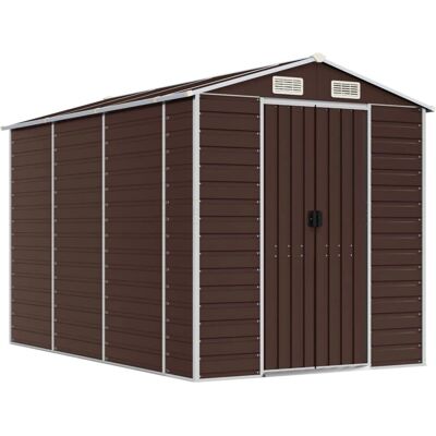 vidaXL Gartenhaus Braun Verzinkter Stahl 191x300x198 cm - Gartenhaus vidaXL Gartenhaus Braun Verzinkter Stahl 191x300x198 cm - Gartenhaus