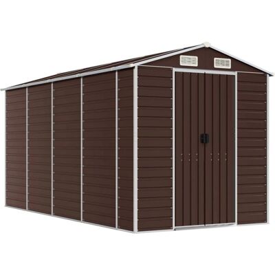 vidaXL Garden Shed 191x385x198 cm Galvanised Steel - Garden Shed vidaXL Garden Shed 191x385x198 cm Galvanised Steel - Garden Shed