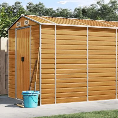 vidaXL Gartenschrank Hellbraun 191x640x198 cm Verzinkter Stahl - Gartenschrank vidaXL Gartenschrank Hellbraun 191x640x198 cm Verzinkter Stahl - Gartenschrank