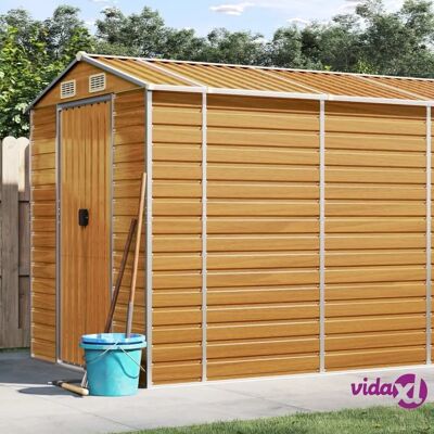vidaXL Gartenschuppen Hellbraun 191x895x198 cm Verzinkter Stahl - Gartenschuppen vidaXL Gartenschuppen Hellbraun 191x895x198 cm Verzinkter Stahl - Gartenschuppen