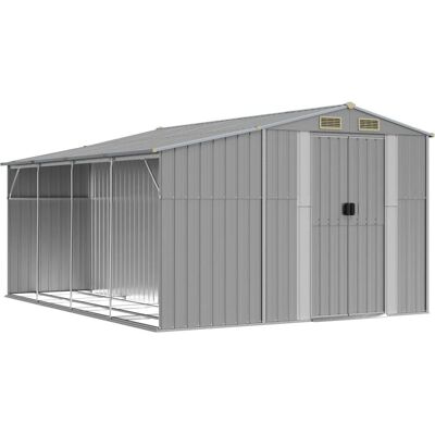 vidaXL Tuinhuis Grijs 277x365,5x179 cm Gepoedercoat staal - Tuinhuis vidaXL Tuinhuis Grijs 277x365,5x179 cm Gepoedercoat staal - Tuinhuis