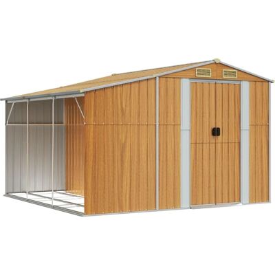 vidaXL Gartenschuppen Hellbraun 277x279x179 cm Verzinkter Stahl - Gartenschuppen vidaXL Gartenschuppen Hellbraun 277x279x179 cm Verzinkter Stahl - Gartenschuppen