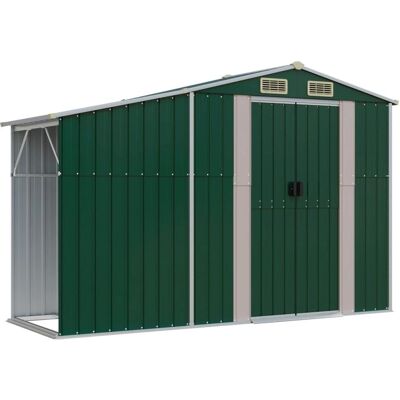 vidaXL Gartenschuppen Grün 277x93x179 cm Verzinkter Stahl - Gartenhaus vidaXL Gartenschuppen Grün 277x93x179 cm Verzinkter Stahl - Gartenhaus