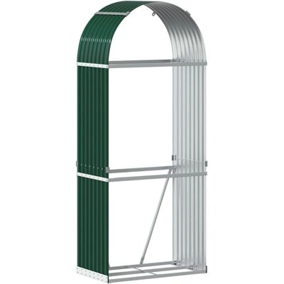 vidaXL Log Holder Green 80x45x190 cm Galvanised Steel - Firewood Storage Rack vidaXL Log Holder Green 80x45x190 cm Galvanised Steel - Firewood Storage Rack