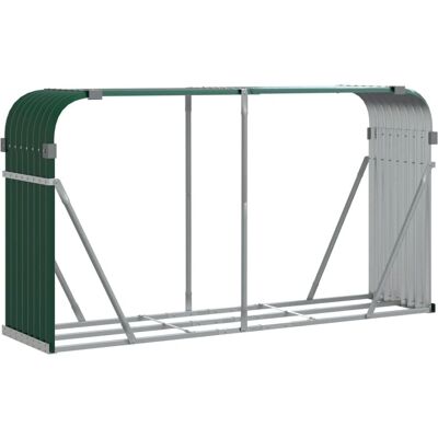 vidaXL Holzhalter Grün 180x45x100 cm Verzinkter Stahl - Kaminholzständer vidaXL Holzhalter Grün 180x45x100 cm Verzinkter Stahl - Kaminholzständer