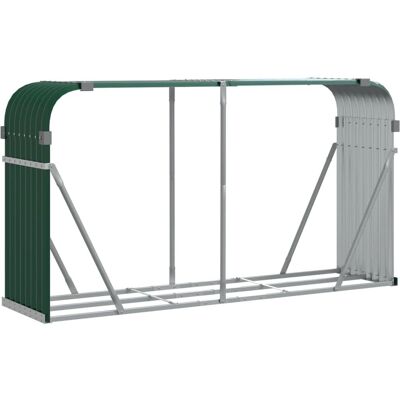 vidaXL Holzhalter Grün 234x45x100 cm Galvanisiertes Stahl - Kaminholzlager vidaXL Holzhalter Grün 234x45x100 cm Galvanisiertes Stahl - Kaminholzlager