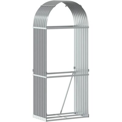 vidaXL Log Holder Light Grey 80x45x190 cm Galvanised Steel - Firewood Rack vidaXL Log Holder Light Grey 80x45x190 cm Galvanised Steel - Firewood Rack