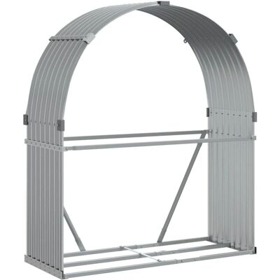vidaXL Refugio para Leña - Acero Galvanizado, Gris Claro, 120x45x140 cm vidaXL Refugio para Leña - Acero Galvanizado, Gris Claro, 120x45x140 cm