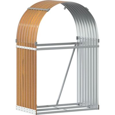 vidaXL Cobertizo para leña - Acero galvanizado - Marrón claro - Cobertizo para leña vidaXL Cobertizo para leña - Acero galvanizado - Marrón claro - Cobertizo para leña