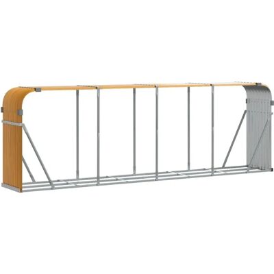 vidaXL Holzhalter Brennholzregal Hellbraun Galvanisiertes Stahl - Kaminholzregal vidaXL Holzhalter Brennholzregal Hellbraun Galvanisiertes Stahl - Kaminholzregal
