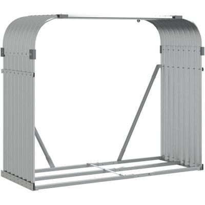 vidaXL Firewood Shelter Silver 120x45x100 cm Galvanized Steel - Firewood Shelter vidaXL Firewood Shelter Silver 120x45x100 cm Galvanized Steel - Firewood Shelter