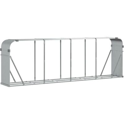 vidaXL Holzhalter Feuerholzregal Holzaufbewahrung Silber Verzinkt Stahl vidaXL Holzhalter Feuerholzregal Holzaufbewahrung Silber Verzinkt Stahl