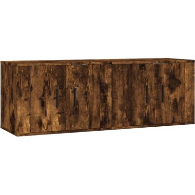 vidaXL Wandmontierter TV-Schrank - Räuchereiche - Platzsparendes Design vidaXL Wandmontierter TV-Schrank - Räuchereiche - Platzsparendes Design
