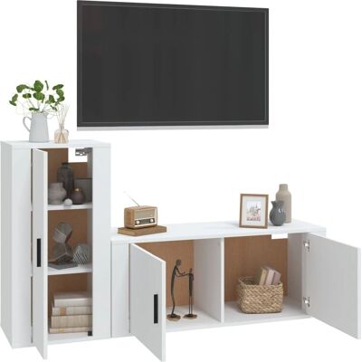 Maisonchic - Zestaw mebli pod telewizor, 2 sztuki, sklejka, biały vidaXL340964 - Zestaw mebli do TV Maisonchic - Zestaw mebli pod telewizor, 2 sztuki, sklejka, biały vidaXL340964 - Zestaw mebli do TV