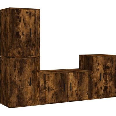 vidaXL TV Schrank-Set 4-tlg. Raucheiche - TV-Möbel vidaXL TV Schrank-Set 4-tlg. Raucheiche - TV-Möbel