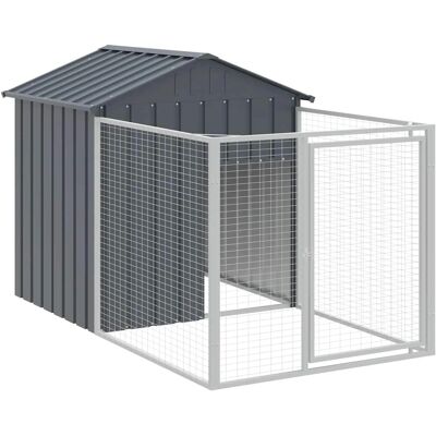 vidaXL hondenhok met ren Antraciet 117x201x123 cm Gegalvaniseerd staal vidaXL hondenhok met ren Antraciet 117x201x123 cm Gegalvaniseerd staal