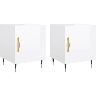vidaXL Table de Nuit - Blanc Moderne - 2 pcs - Publicité vidaXL Table de Nuit - Blanc Moderne - 2 pcs - Publicité