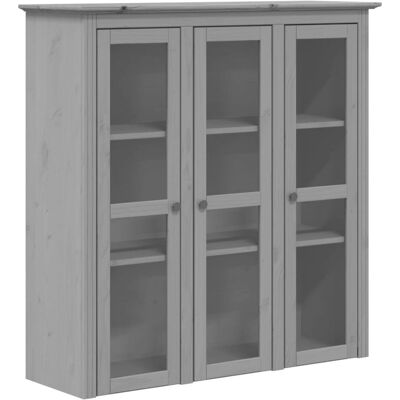 vidaXL BODO Graues Massivholz Kiefer Glastüren Sideboard - Wohnzimmermöbel vidaXL BODO Graues Massivholz Kiefer Glastüren Sideboard - Wohnzimmermöbel