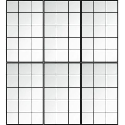 vidaXL Lustro ścienne 6 sztuki Czarny 100x60 cm Metal - Lustro Narożne vidaXL Lustro ścienne 6 sztuki Czarny 100x60 cm Metal - Lustro Narożne