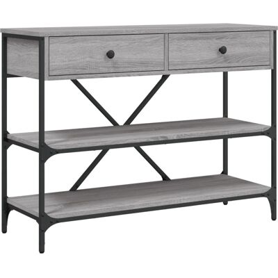 vidaXL Grijze Sonoma Console Tafel met Lades & Planken - Salontafel vidaXL Grijze Sonoma Console Tafel met Lades & Planken - Salontafel
