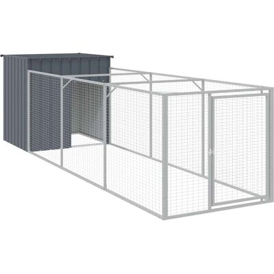 Domek dla psa z wybiegiem vidaXL - Ocynkowana stal, Antracyt Domek dla psa z wybiegiem vidaXL - Ocynkowana stal, Antracyt
