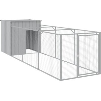 Budowa dla psa z wybiegem - 110x405x110 cm - Stal trwała Budowa dla psa z wybiegem - 110x405x110 cm - Stal trwała