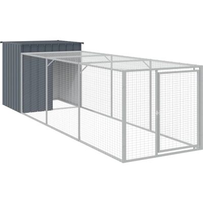 vidaXL Kippenhok met ren anthracite 110x405x110 cm staal vidaXL Kippenhok met ren anthracite 110x405x110 cm staal