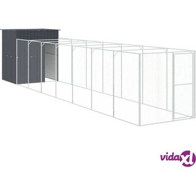 Domek dla psa z wybiegem VidaXL - Stal, Antracyt Domek dla psa z wybiegem VidaXL - Stal, Antracyt