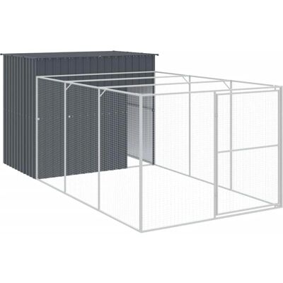 Hundehytte med løbe - Galvaniseret stål, Antracit, 214x457x181 cm Hundehytte med løbe - Galvaniseret stål, Antracit, 214x457x181 cm