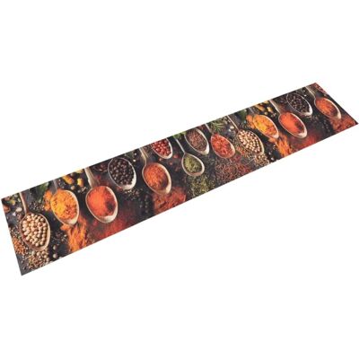 vidaXL Küchenläufer Waschbarer Teppich Löffel & Gewürze 60x300 cm Samt Mehrfarbig - Küchenläufer vidaXL Küchenläufer Waschbarer Teppich Löffel & Gewürze 60x300 cm Samt Mehrfarbig - Küchenläufer
