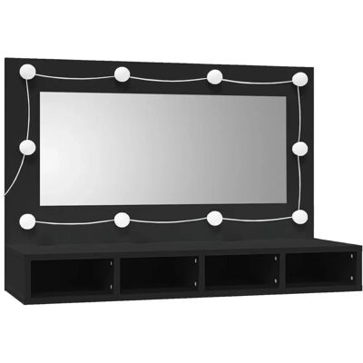 vidaXL Schwarzer LED-Spiegelkasten - Badezimmermöbel vidaXL Schwarzer LED-Spiegelkasten - Badezimmermöbel