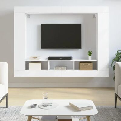 vidaXL TV Kast Wit 152x22x113 cm Engineered Wood - TV Cabinet vidaXL TV Kast Wit 152x22x113 cm Engineered Wood - TV Cabinet