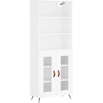 vidaXL Valkoinen korkeakiintoinen kaappi 69,5x34x180 cm - Olohuoneen lipasto vidaXL Valkoinen korkeakiintoinen kaappi 69,5x34x180 cm - Olohuoneen lipasto