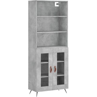 vidaXL Buffet Gris Béton 69,5x34x180 cm Bois Multistrat - Salon Meuble vidaXL Buffet Gris Béton 69,5x34x180 cm Bois Multistrat - Salon Meuble