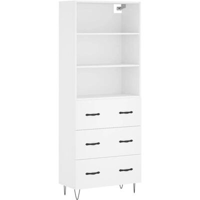 vidaXL Weißer Highboard mit 3 Schubladen - Wohnzimmerbuffet vidaXL Weißer Highboard mit 3 Schubladen - Wohnzimmerbuffet