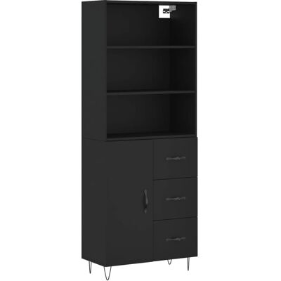 vidaXL Wohnzimmer Anrichte - 1 Tür 3 Schubladen - Schwarz - Wohnzimmer Anrichte vidaXL Wohnzimmer Anrichte - 1 Tür 3 Schubladen - Schwarz - Wohnzimmer Anrichte