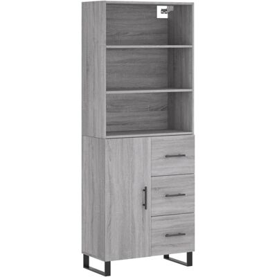 vidaXL Wohnzimmer-Sideboard - Grau Sonoma, 1 Tür, 3 Schubladen vidaXL Wohnzimmer-Sideboard - Grau Sonoma, 1 Tür, 3 Schubladen