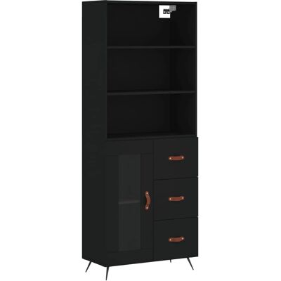 vidaXL Hoher Schrank Schwarz 69,5x34x180 cm Sperrholz - Sideboard vidaXL Hoher Schrank Schwarz 69,5x34x180 cm Sperrholz - Sideboard
