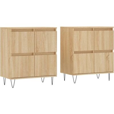 vidaXL Sonoma Eiken Wit Dressoir - Sideboard Storage Cupboard vidaXL Sonoma Eiken Wit Dressoir - Sideboard Storage Cupboard