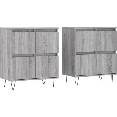 vidaXL Graues Sonoma 2-teiliges Sideboard - Wohnzimmeraufbewahrung vidaXL Graues Sonoma 2-teiliges Sideboard - Wohnzimmeraufbewahrung