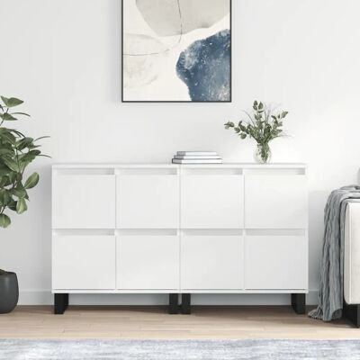 vidaXL Sideboard 2 stuks wit hoogglans opbergmeubel vidaXL Sideboard 2 stuks wit hoogglans opbergmeubel