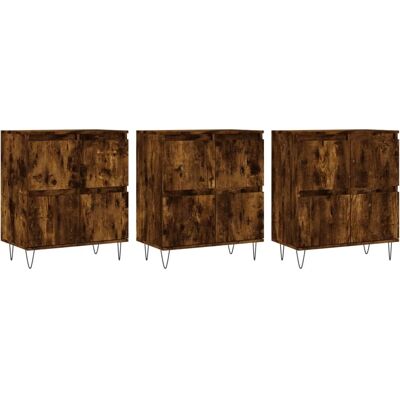 vidaXL Gerookte Eik Dressoir - Set van 3 vidaXL Gerookte Eik Dressoir - Set van 3